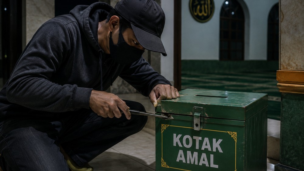 Apes Pencuri Masjid Tertidur Pulas Diciduk Warga